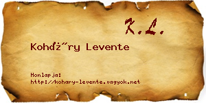 Koháry Levente névjegykártya
